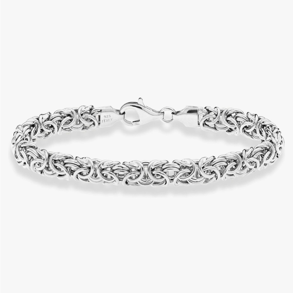 Miabella Italian 925 Sterling Silver Byzantine Bracelet,Handmade in Italy